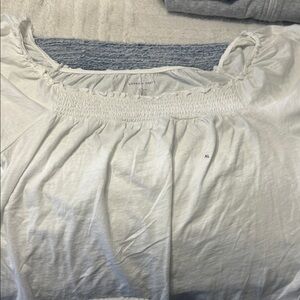 American Eagle Outfitters White Smocked Top